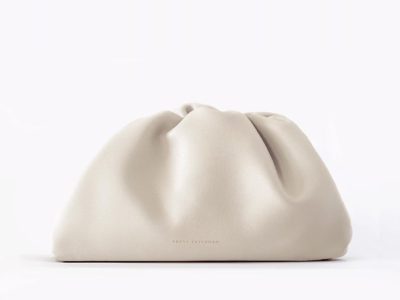 Leather Clutch Handbag Evening Bag - 100% genuine leather white