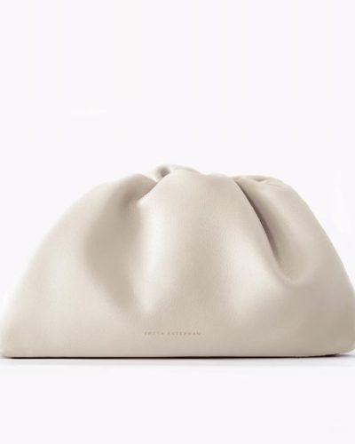 Leather Clutch Handbag Evening Bag - 100% genuine leather white