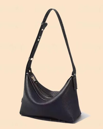 Trendy Leather Shoulder Bag, Top Layer Full Grain Cowhide Leather