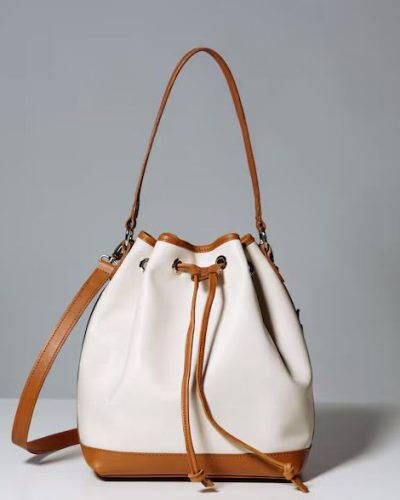 White Leather Bucket Bag