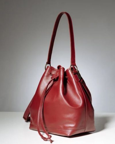 Burgundy Leather Bucket Bag