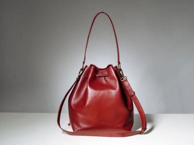 Burgundy Leather Bucket Bag