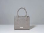 Grey Croc-Embossed Leather Bag