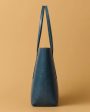 Blue Genuine Leather Tote Bag