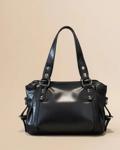 Vintage PU Leather Boston Tote Bag for Women