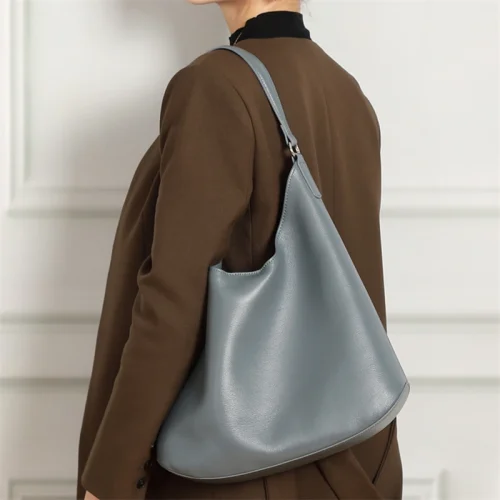 Slouchy Leather Crescent Hobo Bag