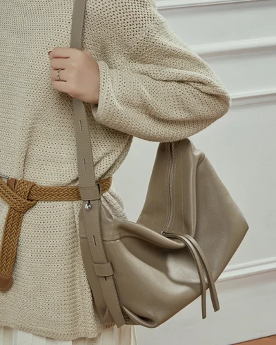 Cowhide Soft Shopper Hobo Bag