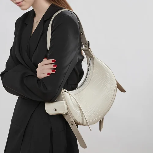 Crocodile Pattern Leather Hobo Bag