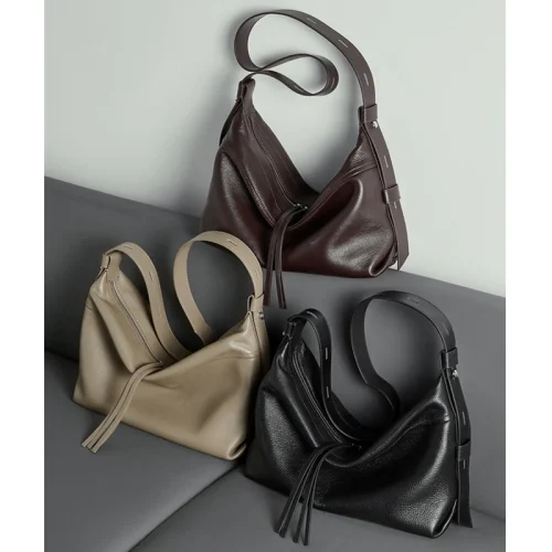 Cowhide Soft Shopper Hobo Bag