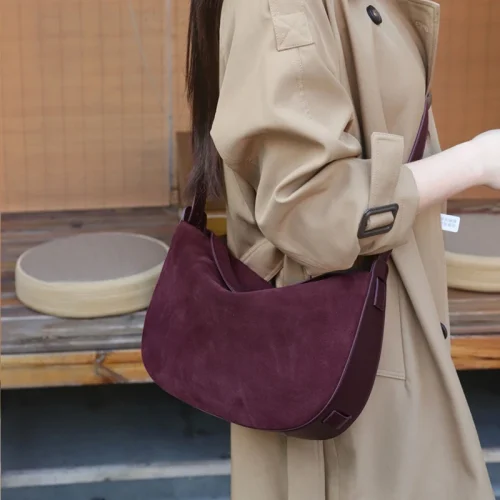 Soft Suede Crescent Hobo Bag