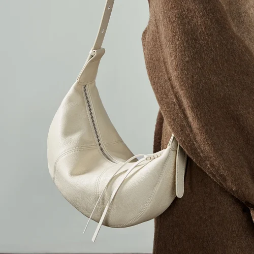 Cowhide Soft Hobo Bag - Crescent