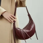 Cowhide Soft Hobo Bag - Crescent