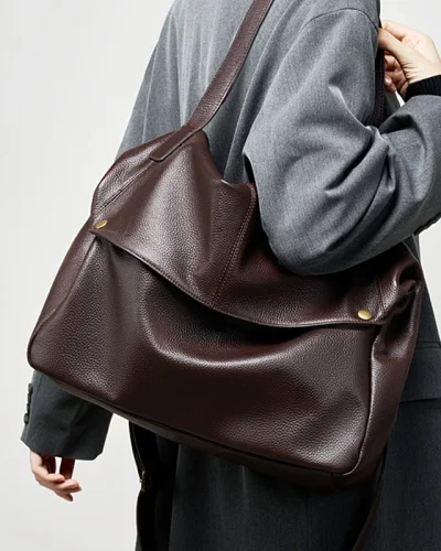 Cowhide Large Messenger Hobo Bag