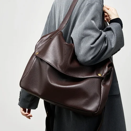 Cowhide Large Messenger Hobo Bag