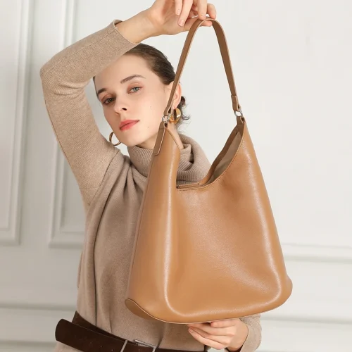 Slouchy Leather Crescent Hobo Bag