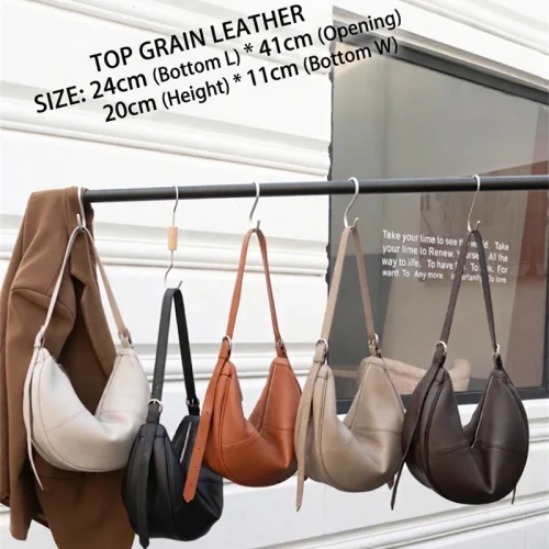 Soft Leather Hobo Bag - Crescent