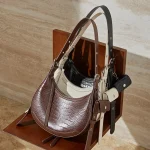 Crocodile Pattern Leather Hobo Bag