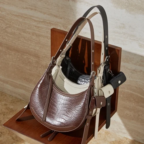 Crocodile Pattern Leather Hobo Bag