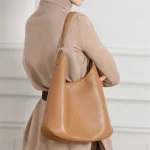 Slouchy Leather Crescent Hobo Bag