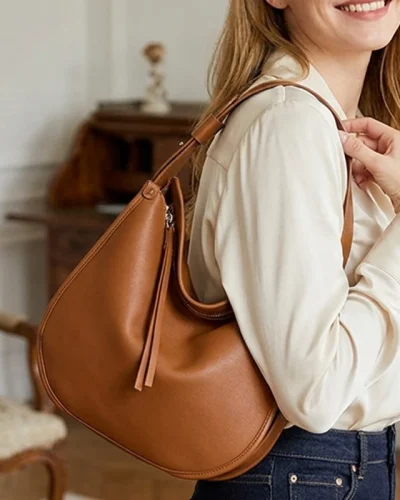 Leather Underarm Commuter Hobo Bag