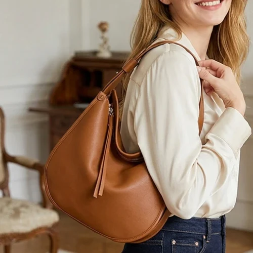 Leather Underarm Commuter Hobo Bag