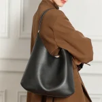 Slouchy Leather Crescent Hobo Bag