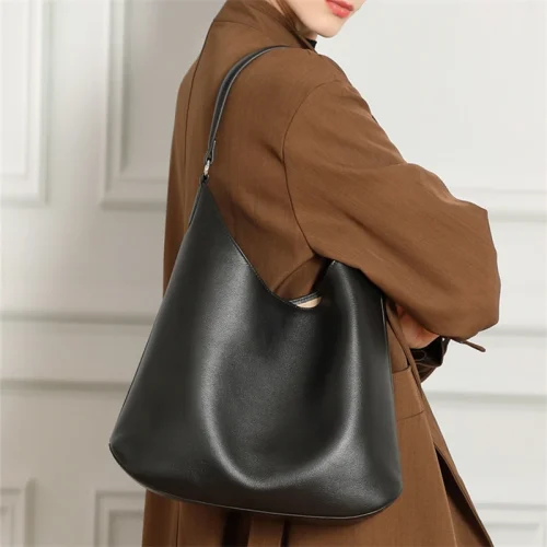 Slouchy Leather Crescent Hobo Bag