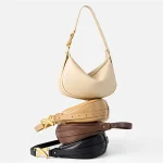 Cowhide Crescent Underarm Hobo Bag