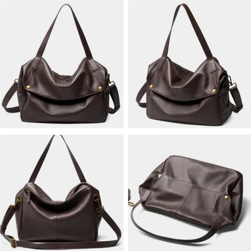 Cowhide Large Messenger Hobo Bag