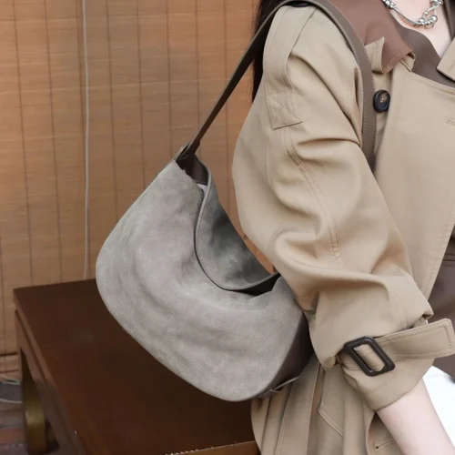 Soft Suede Crescent Hobo Bag