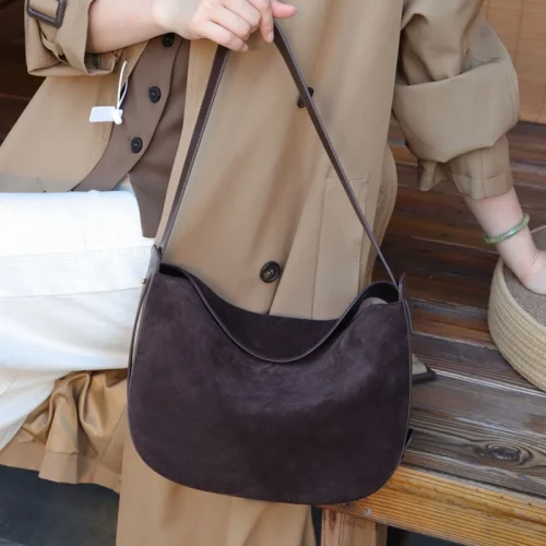 Soft Suede Crescent Hobo Bag