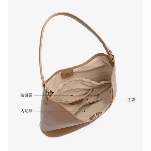 Slouchy Leather Crescent Hobo Bag