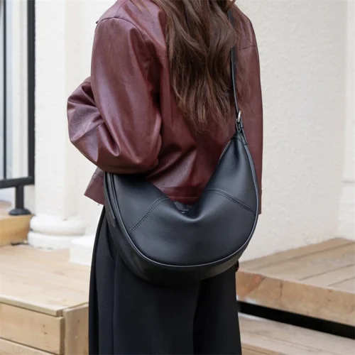 Soft Leather Hobo Bag - Crescent