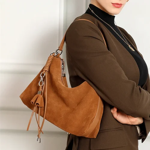 Suede Bohemian Tassel Hobo Bag