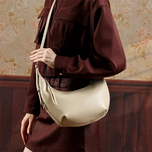Leather Half Moon Hobo Bag