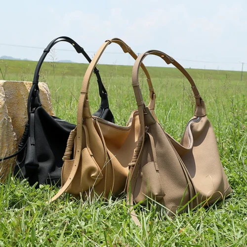 Leather Commuter Hobo Bag - Crescent