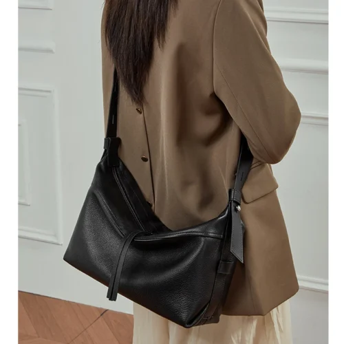 Cowhide Soft Shopper Hobo Bag