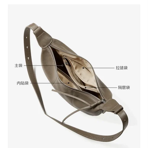 Cowhide Soft Hobo Bag - Crescent