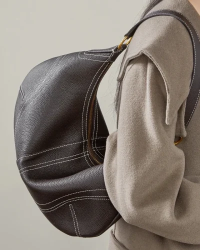 Leather Crescent Commuter Hobo Bag