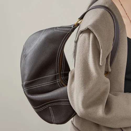 Leather Crescent Commuter Hobo Bag