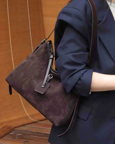 Soft Suede Bucket Hobo Messenger Bag