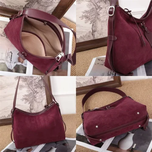 Soft Suede Bucket Hobo Messenger Bag