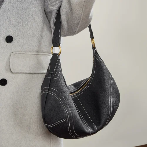 Leather Crescent Commuter Hobo Bag