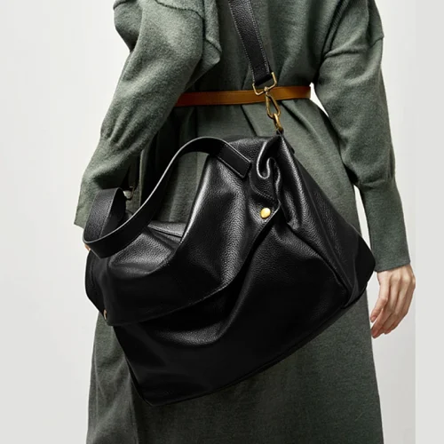 Cowhide Large Messenger Hobo Bag