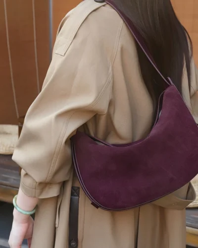 Soft Suede Crescent Hobo Bag