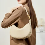 Cowhide Crescent Underarm Hobo Bag