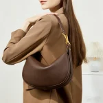 Cowhide Crescent Underarm Hobo Bag